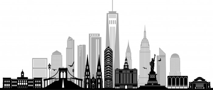 Papier peint  NEW YORK City Skyline Silhouette Cityscape Vector