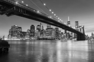 Papier peint  New York en noir et blanc avec le pont de Brooklyn