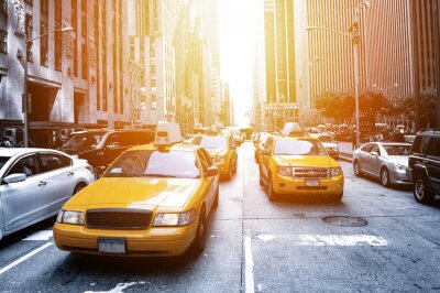 New York Taxi dans la lumière du soleil