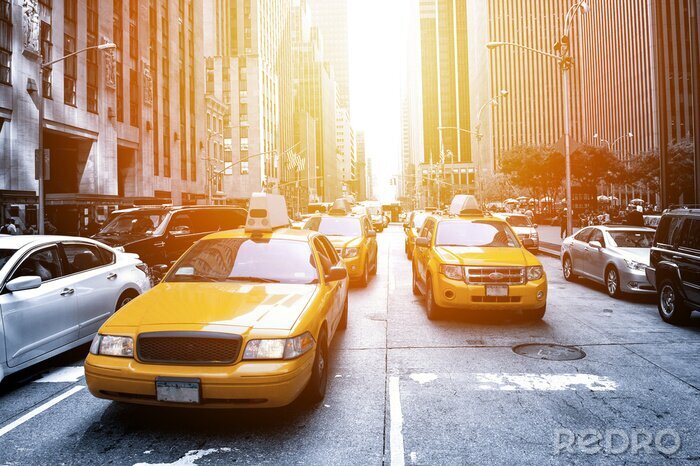 Papier peint  New York Taxi dans la lumière du soleil