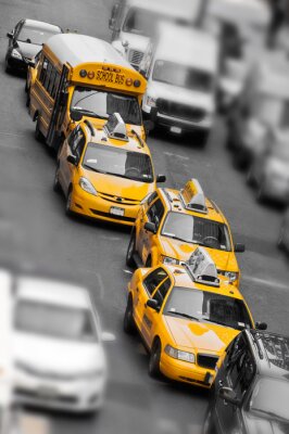 Papier peint  New York taxis et bus d'école