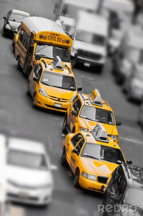 Papier peint  New York taxis et bus d'école