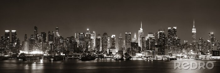 Papier peint  New York vaste panorama noir et blanc