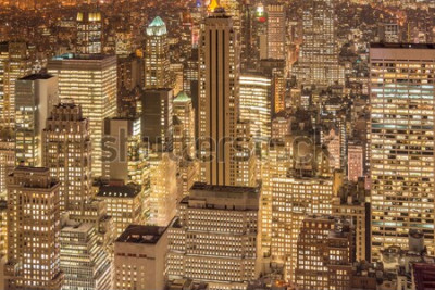 Papier peint  Night view of New York Manhattan during sunset