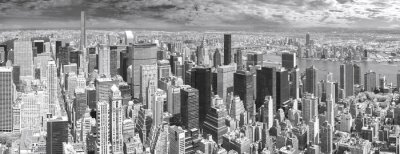 Noir, blanc, panoramique, vue, Manhattan, nouveau, York, USA