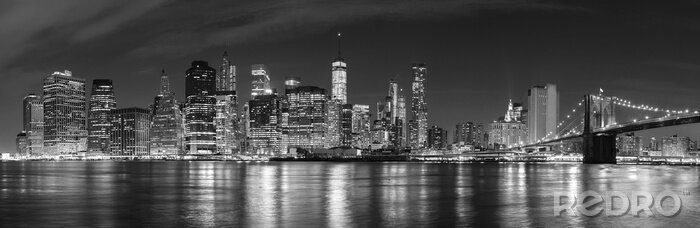Papier peint  Noir, blanc, ville, nuit, panoramique, image, USA