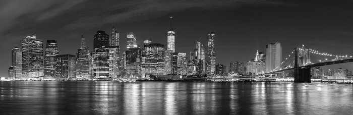 Papier peint  Noir, blanc, ville, nuit, panoramique, image, USA