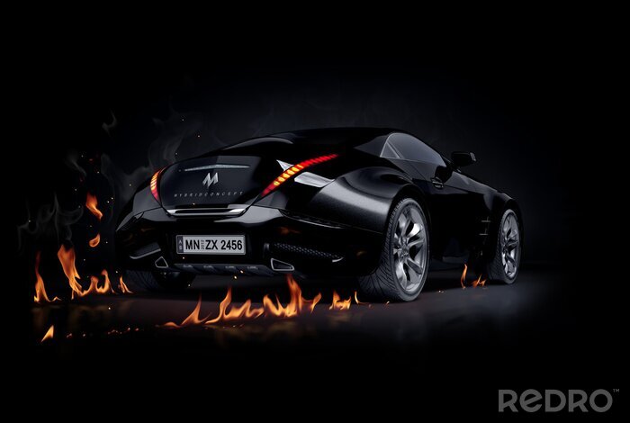 Papier peint  Noir voiture de sport. Conception de la voiture sans marque.