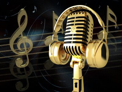 Notes de musique et microphone