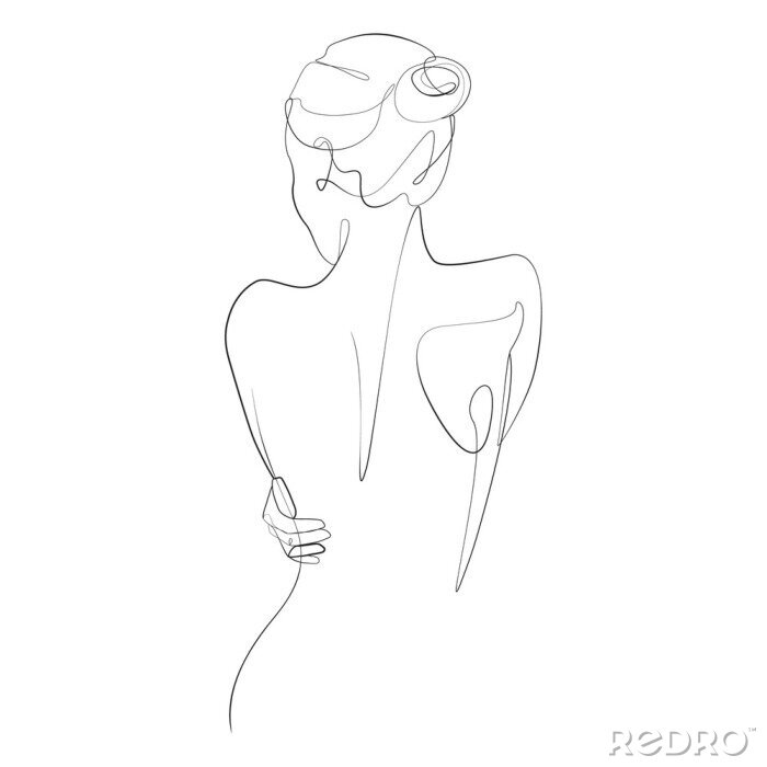 Papier peint  Nu féminin minimaliste au trait