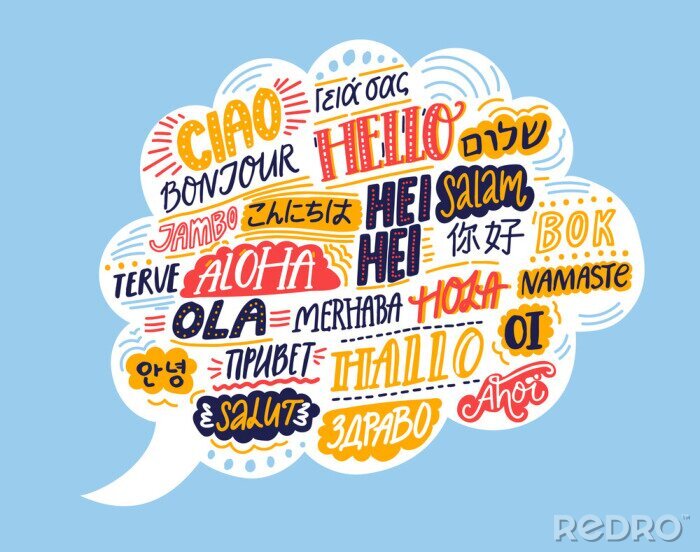 Papier peint  Nuage de mots abstrait avec des salutations en différentes langues
