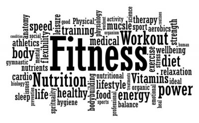 Papier peint  Nuage de mots noir et blanc sur le thème salle de sport