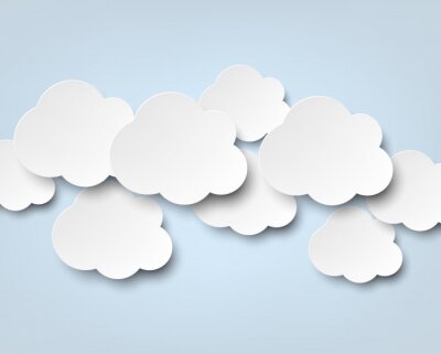 Papier peint  Nuages blancs en papier sur fond bleu