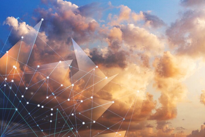 Papier peint  Nuages et lignes géométriques