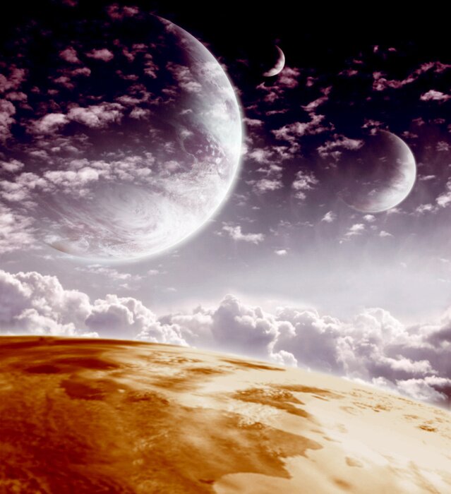 Papier peint  Nuages et planètes du cosmos