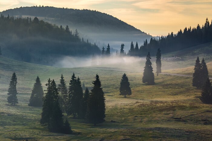 Papier peint  Nuages jaunâtres dans les montagnes