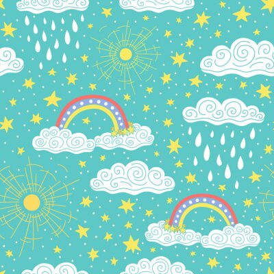 Papier peint  Nuages, soleil et pluie