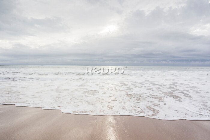 Papier peint  Ocean, sea, sand beach with black clouds on horizon. Zen picture (France-Vendée-Les Sables-d'Olonne)