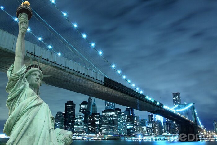 Papier peint  Oeuvre du pont de Brooklyn et de la statue de la liberté