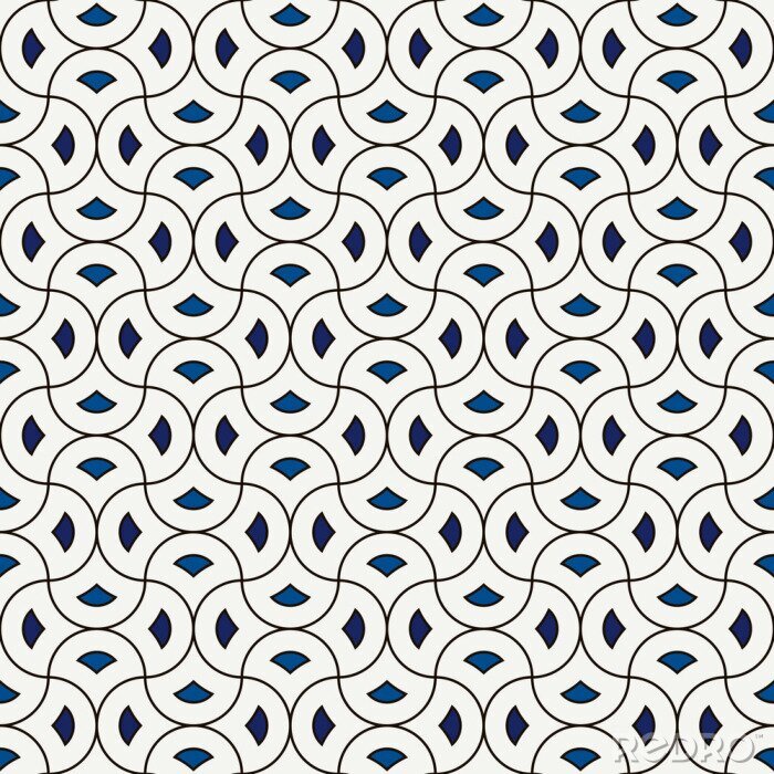 Papier peint  Ogee drop ornament. Maroccan scales mosaic tiles. Scallop motif. Oriental traditional pattern. Arabesque wallpaper