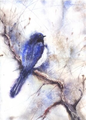Papier peint  Oiseau assis sur une branche