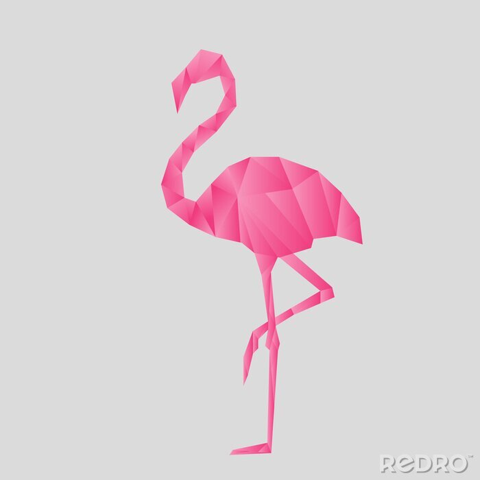 Papier peint  Oiseau géométrique rose