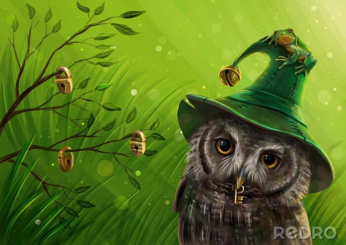 Papier peint  Oiseau hibou fantastique