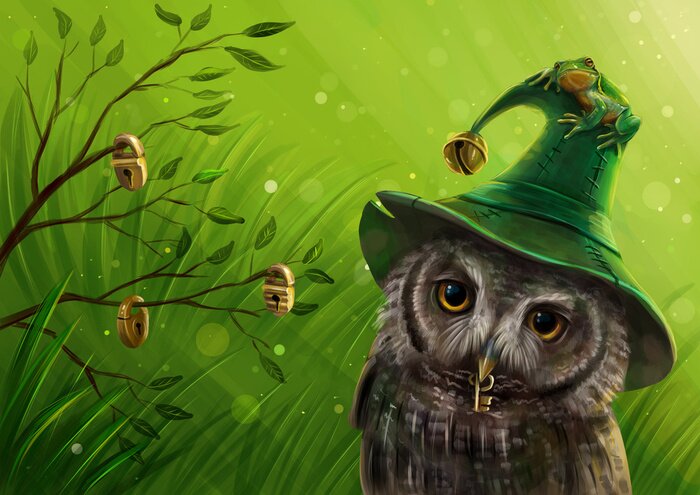 Papier peint  Oiseau hibou fantastique