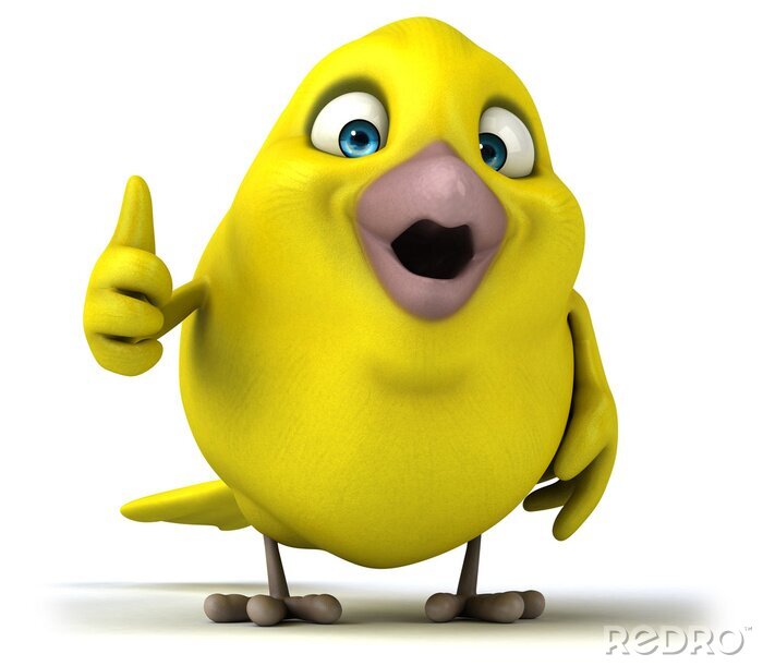 Papier peint  Oiseau jaune sur fond blanc