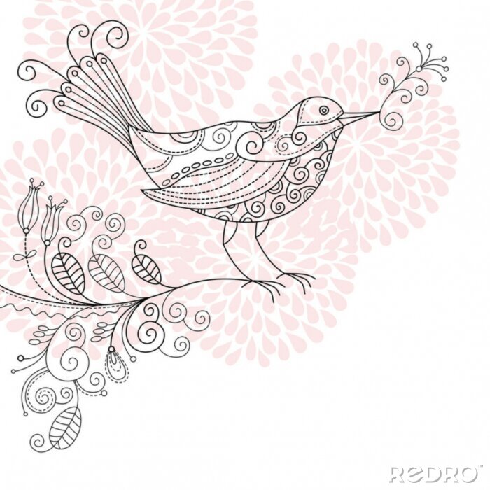 Papier peint  oiseau shabby