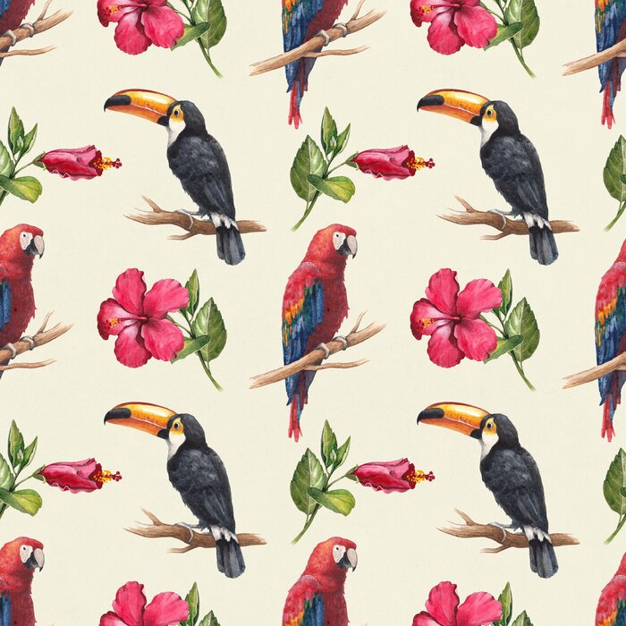 Papier peint  Oiseaux assis sur des branches