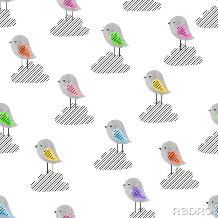 Papier peint  Oiseaux aux ailes colorées