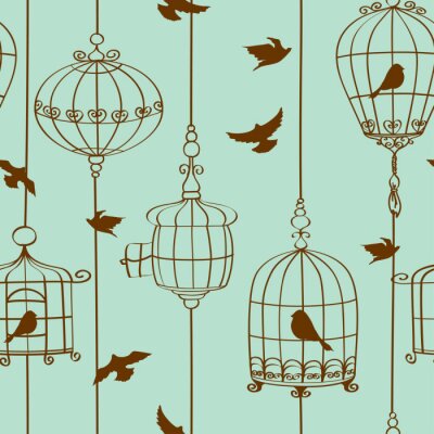 Papier peint  Oiseaux dans des cages