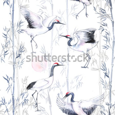 Papier peint  Oiseaux dans un style asiatique