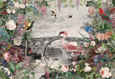 Papier peint  Oiseaux dans une jungle tropicale