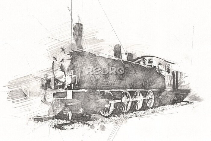 Papier peint  old steam locomotive engine retro vintage