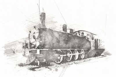 Papier peint  Old steam locomotive engine retro vintage