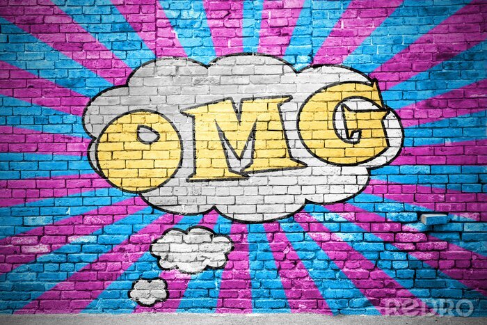 Papier peint  OMG Comic  Ziegelsteinmauer Graffiti