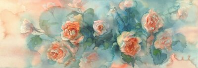 Papier peint  Orange roses colorful background watercolor