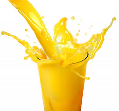 Orange splash de jus dans le fond blanc