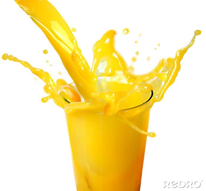 Papier peint  Orange splash de jus dans le fond blanc