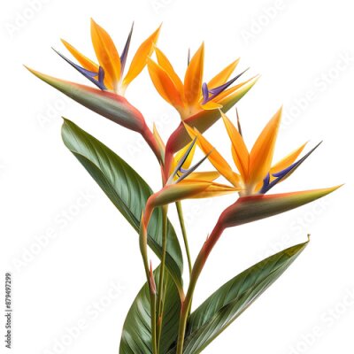 Papier peint  Orange strelitzia reginae tropical flower clip art