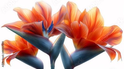 Papier peint  Orange Strelitzia Reginae tropical flowers isolated on transparent background provided in PNG format with cutout or clipping path option