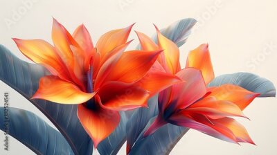 Papier peint  Orange Strelitzia Reginae tropical flowers isolated on transparent background provided in PNG format with cutout or clipping path option