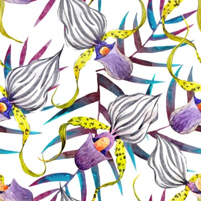 Orchidée aquarelle fleurs motif vecteur tropical