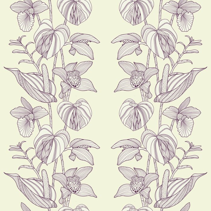 Papier peint  Orchidées style ornemental