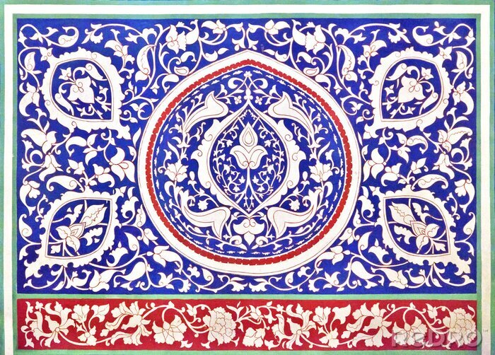 Papier peint  Oriental bleu foncé mosaïque