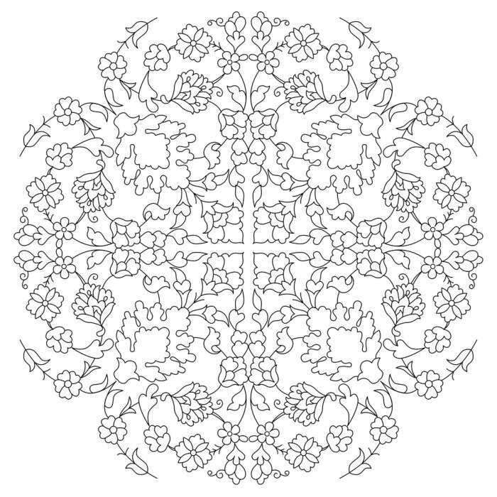 Papier peint  Ornement à motif floral gris