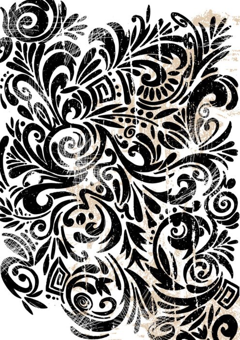 Papier peint  Ornement de folklore noir