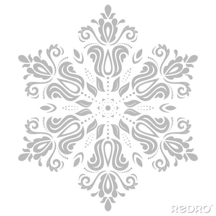 Papier peint  Ornement fleurs géométriques grises
